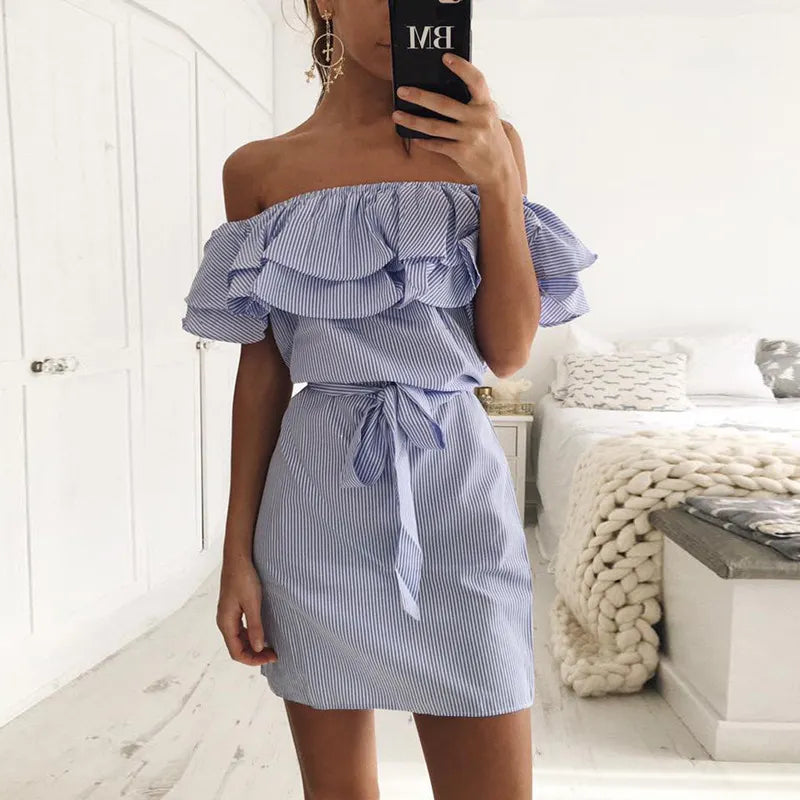 Off Shoulder Ruffle Mini Dress