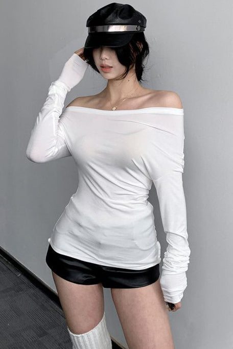 Casual Off Shoulder Long Sleeve Tunic Shirt Top Blouse