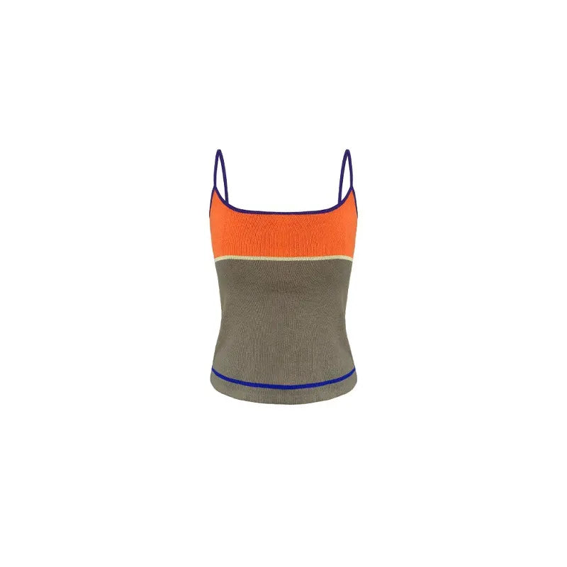Contrast Trim Color Block Thin Strap Cami Top