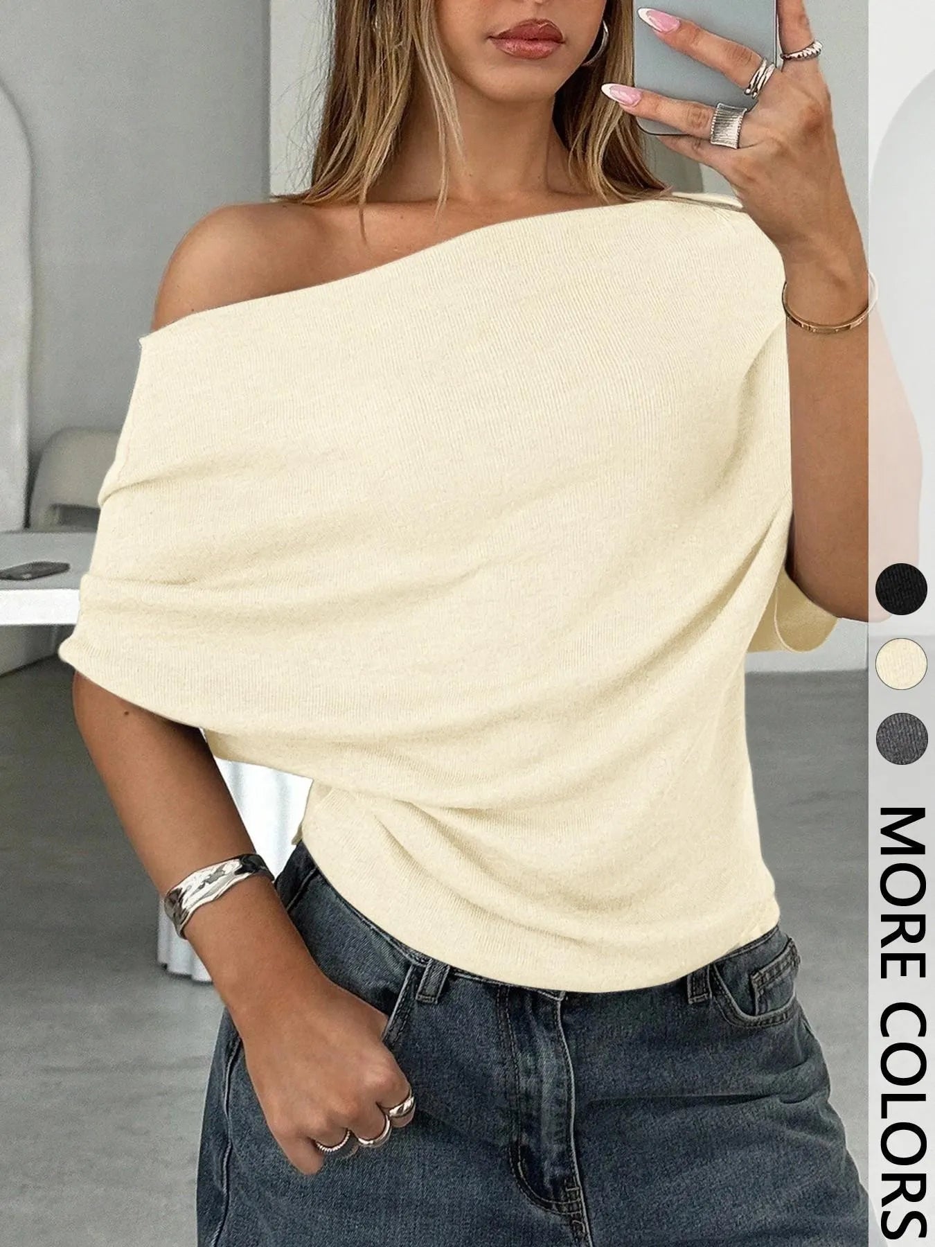 Draped One-Shoulder Top