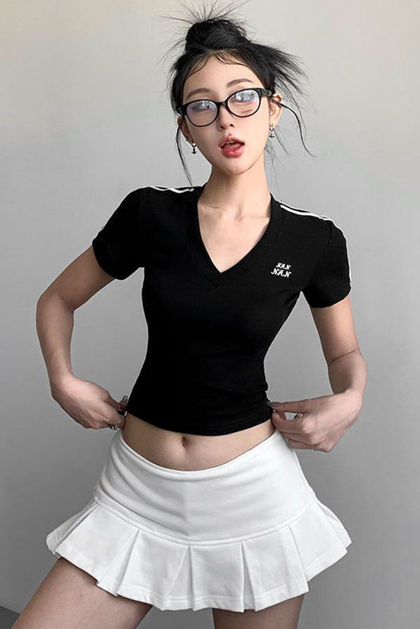 V-Neck Short Sleeve Top Tee