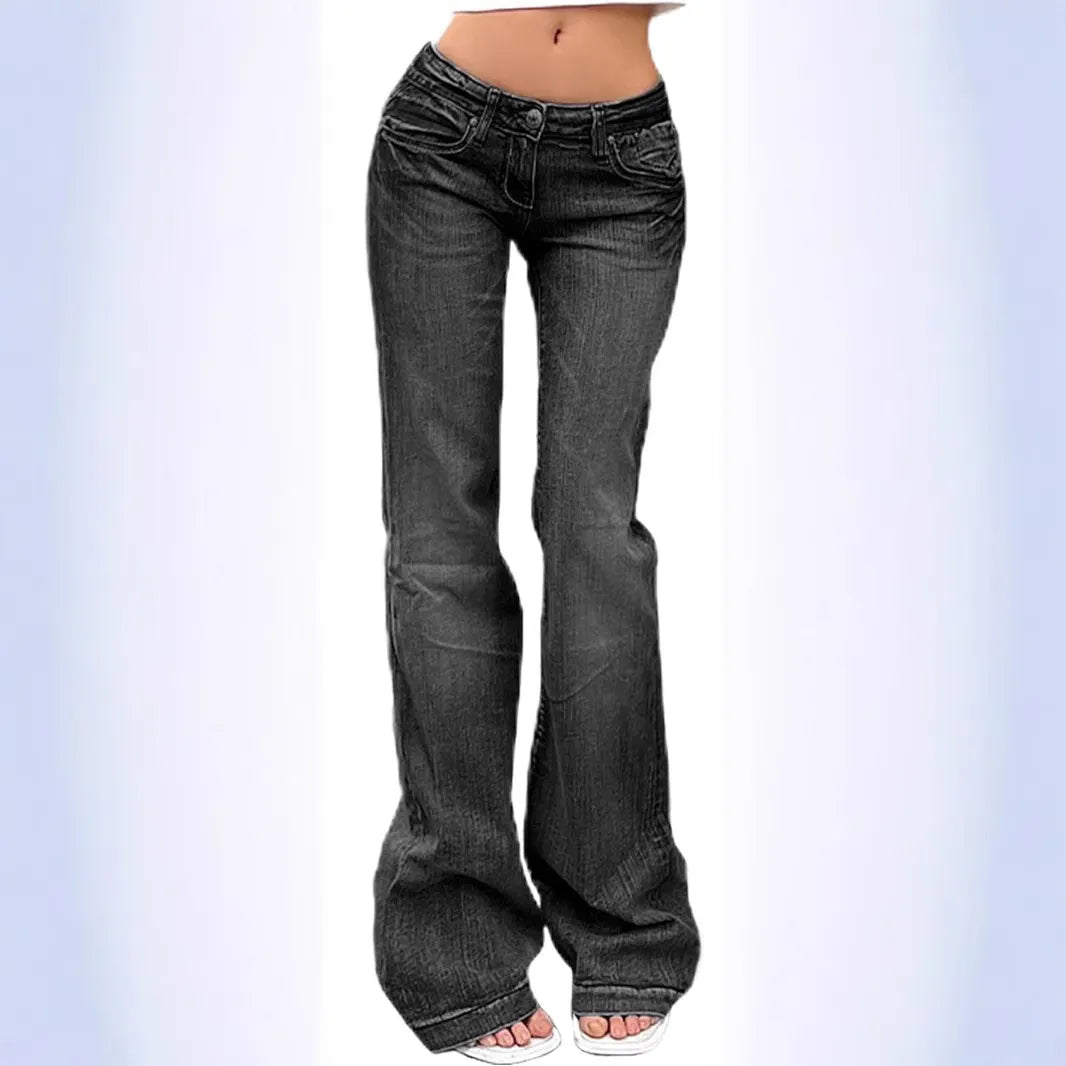Y2K Vintage Low Rise Washed Blue Flare Denim Jeans