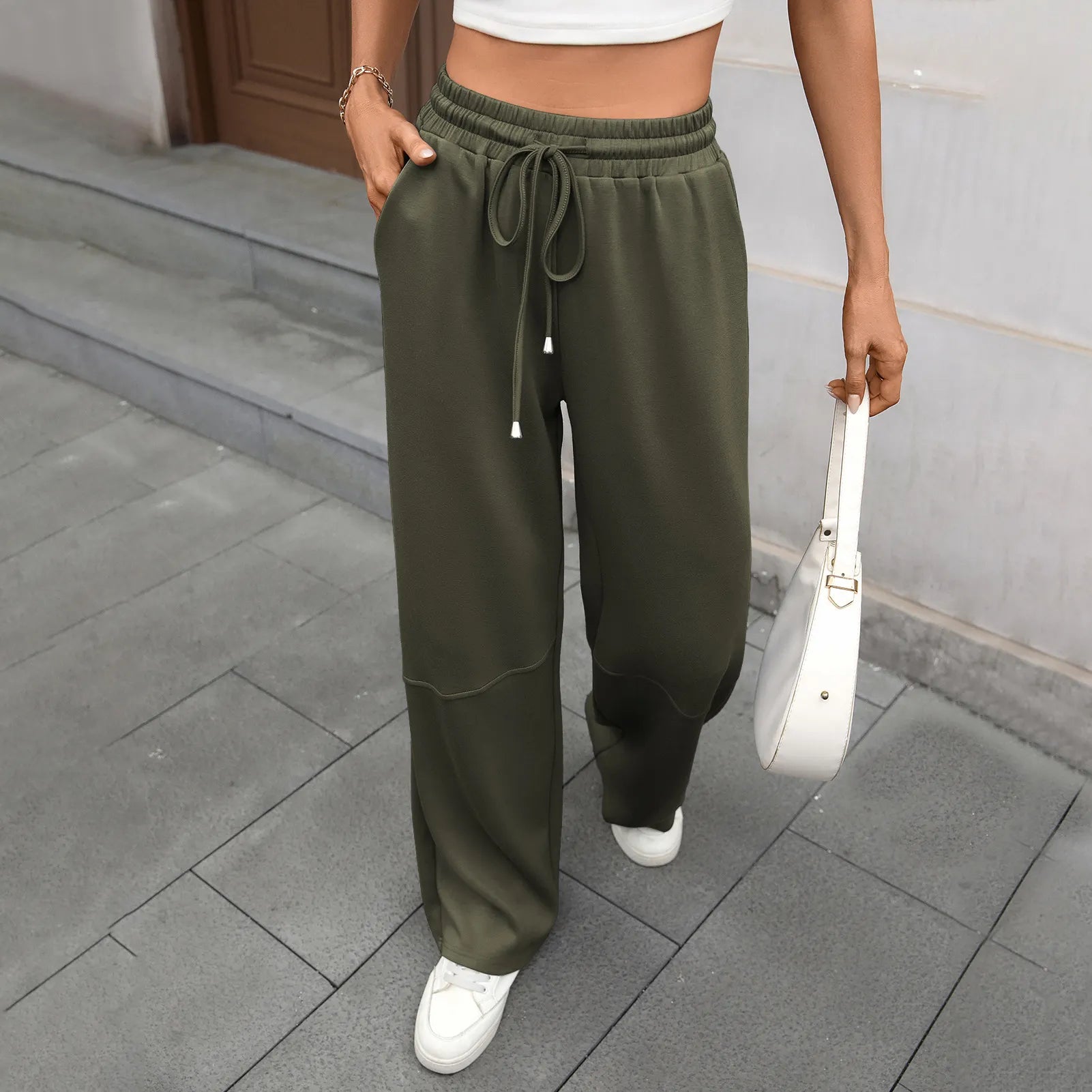 Drawstring Wide Leg Sweatpants