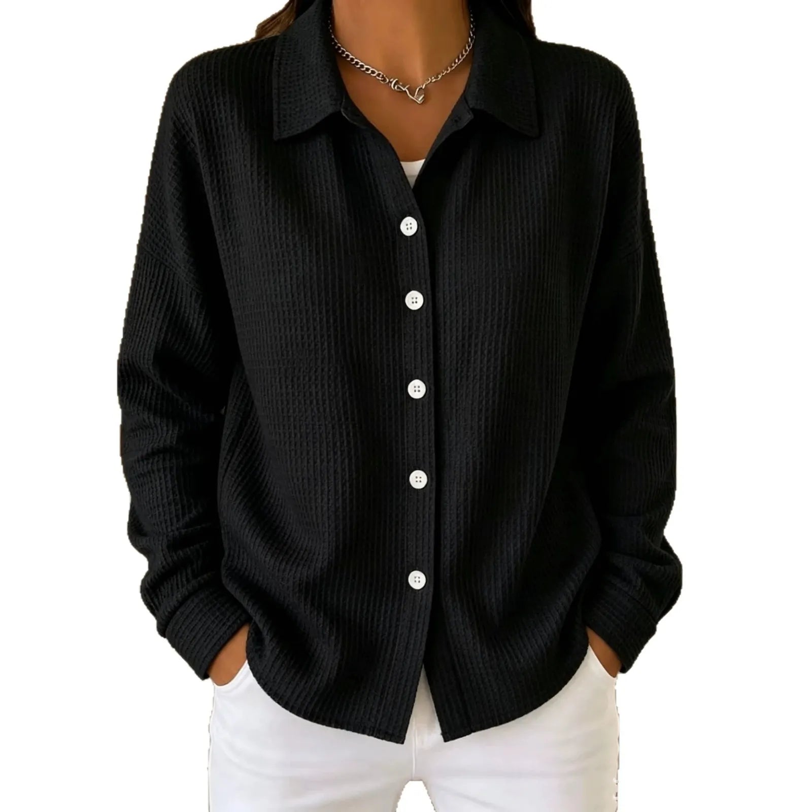 Solid Color Lapel Shirt