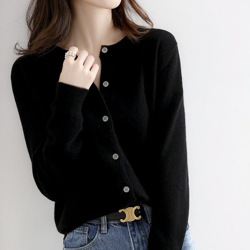 Crew Neck Button Down Sweater