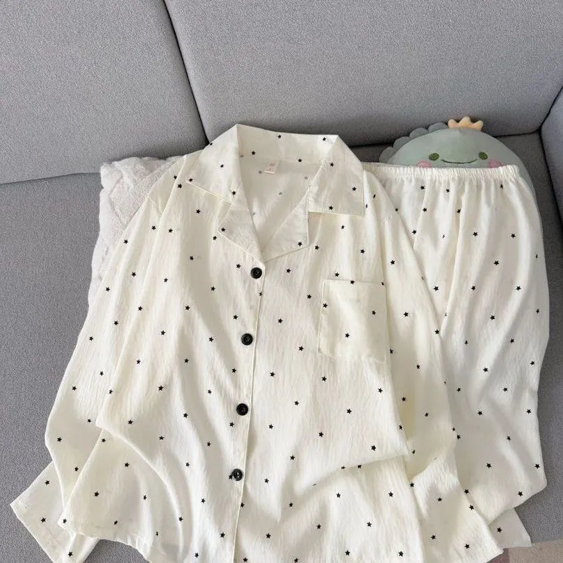 Light Blue Leopard Shirt & Pants 2 Piece Pajamas with Pocket Embroidery