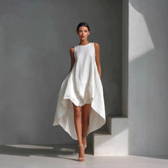 Sleeveless High-Low Hem A-Line Maxi Dress