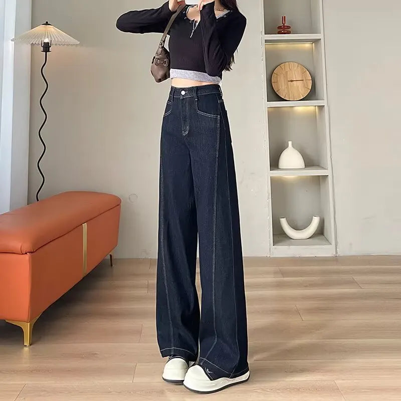 High Waist Wide Leg Denim Jeans