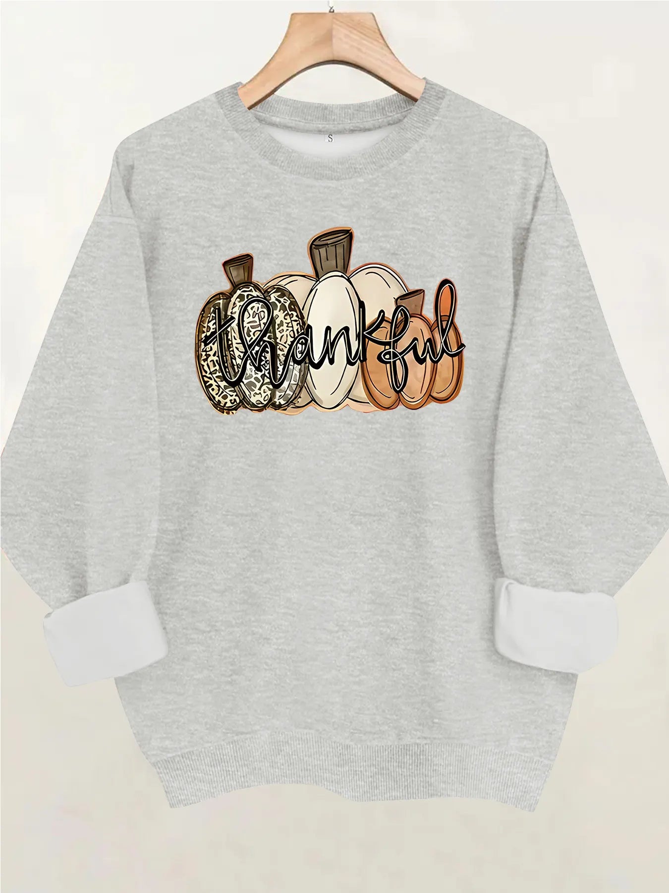 Halloween Pumpkin Thankful Letter Graphic Sweatshirt