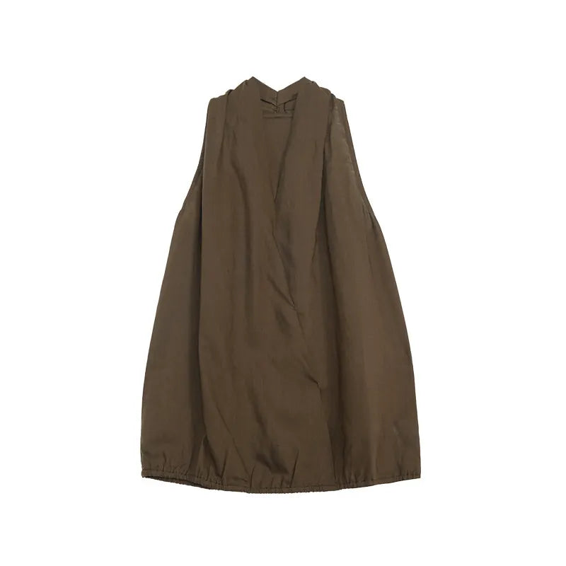 Solid Sleeveless V-Neck Loose Casual Top