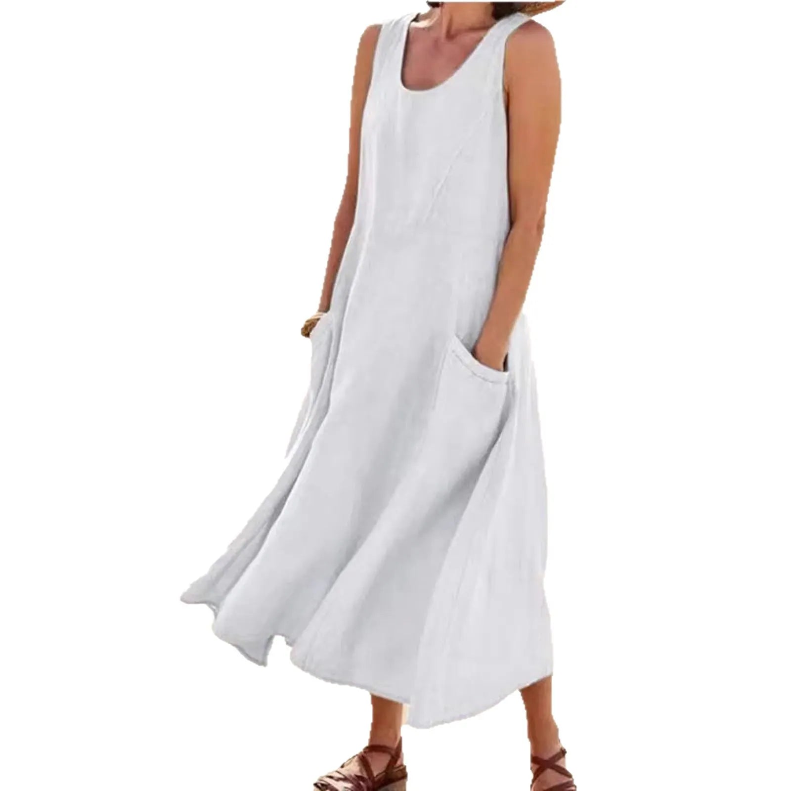 Sleeveless Loose Long Maxi Dress With Pockets