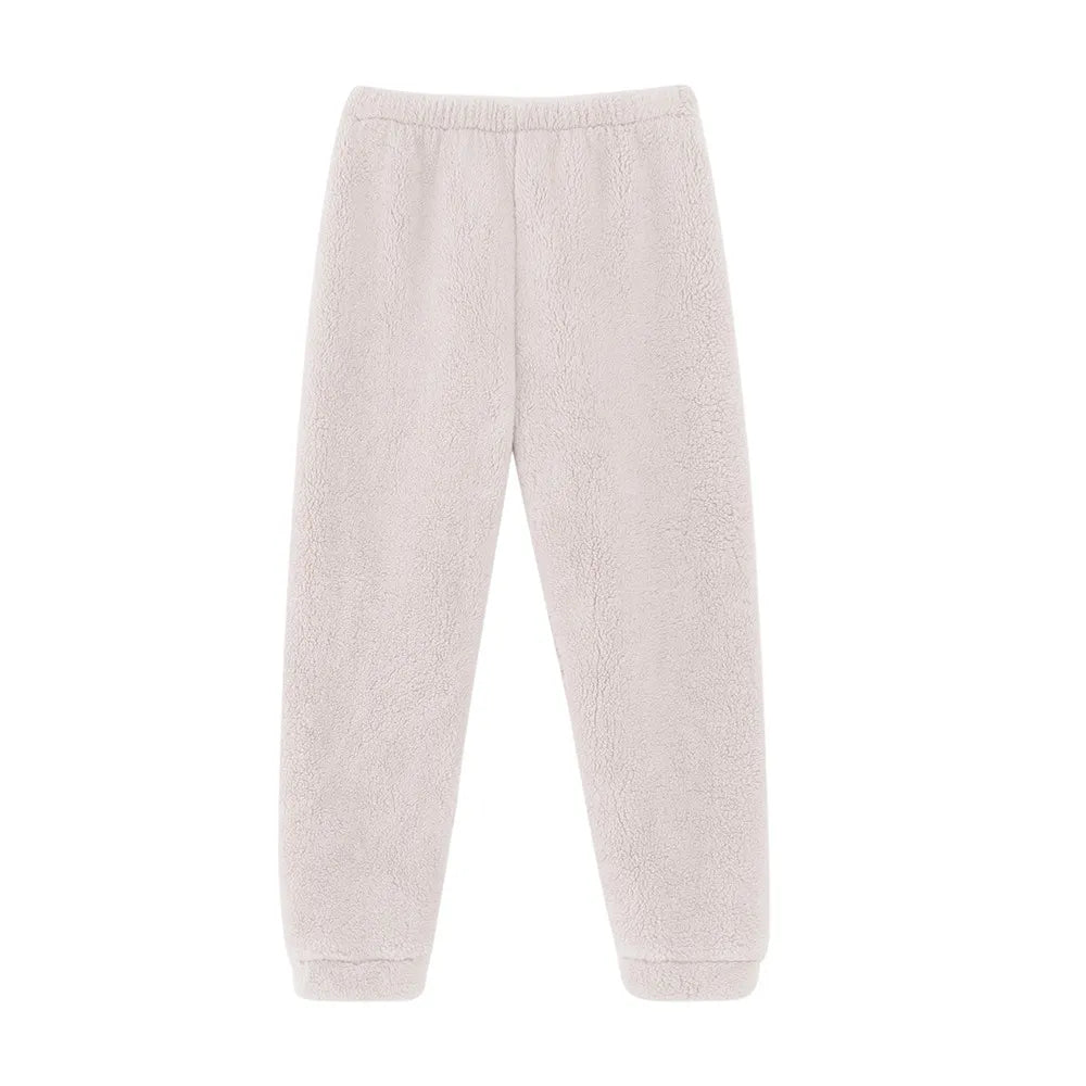 Elastic Waist Fluffy Purple Loungewear Sleep Pants