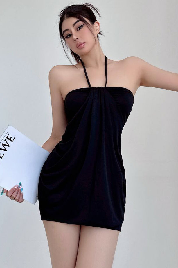 Halter Strap Ruffle Mini Dress