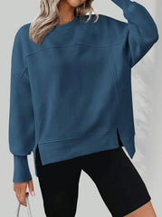 Oversized Side Slit Crewneck Sweatshirt