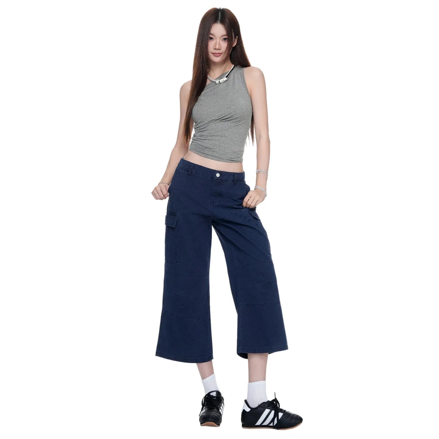 Retro Utility Pocket Cropped Flare Jeans
