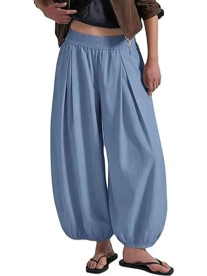 Elastic High Waist Pleated Baggy Harem Jogger Pants