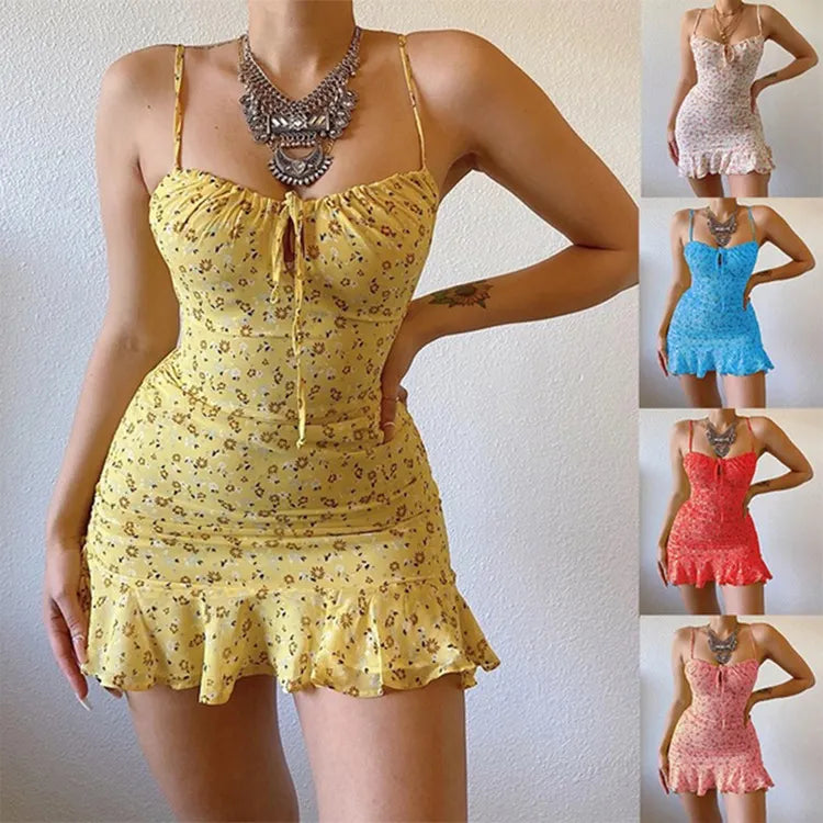 Floral Ruched Bodycon Mini Dress
