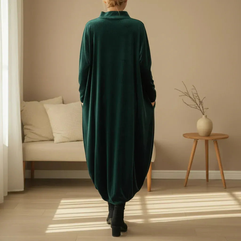 Elegant Loose-Fit Long Sleeve Maxi Dress