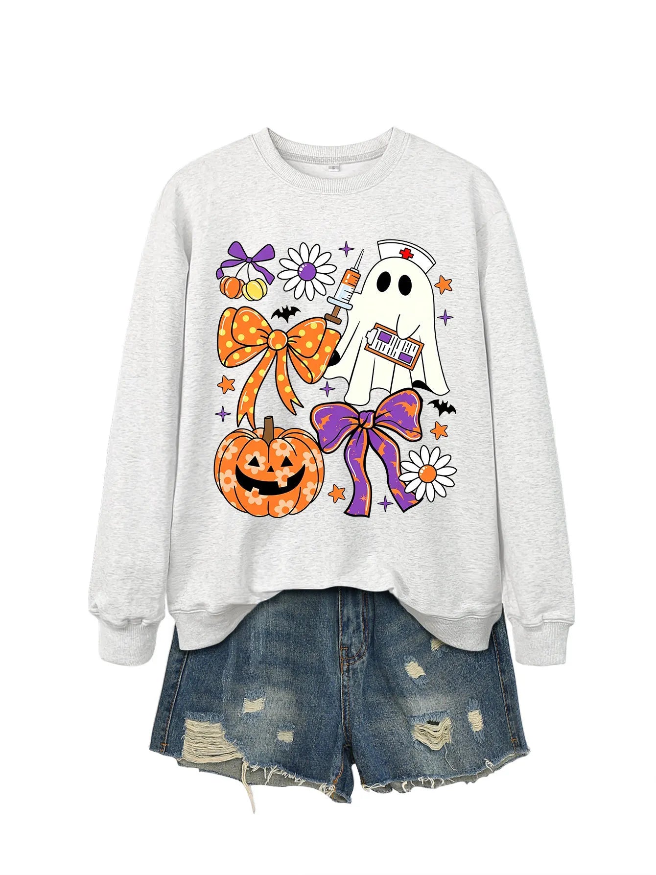 Nurse Ghost Halloween Crewneck Sweatshirt
