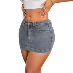 High-Waisted Denim Mini Skirt
