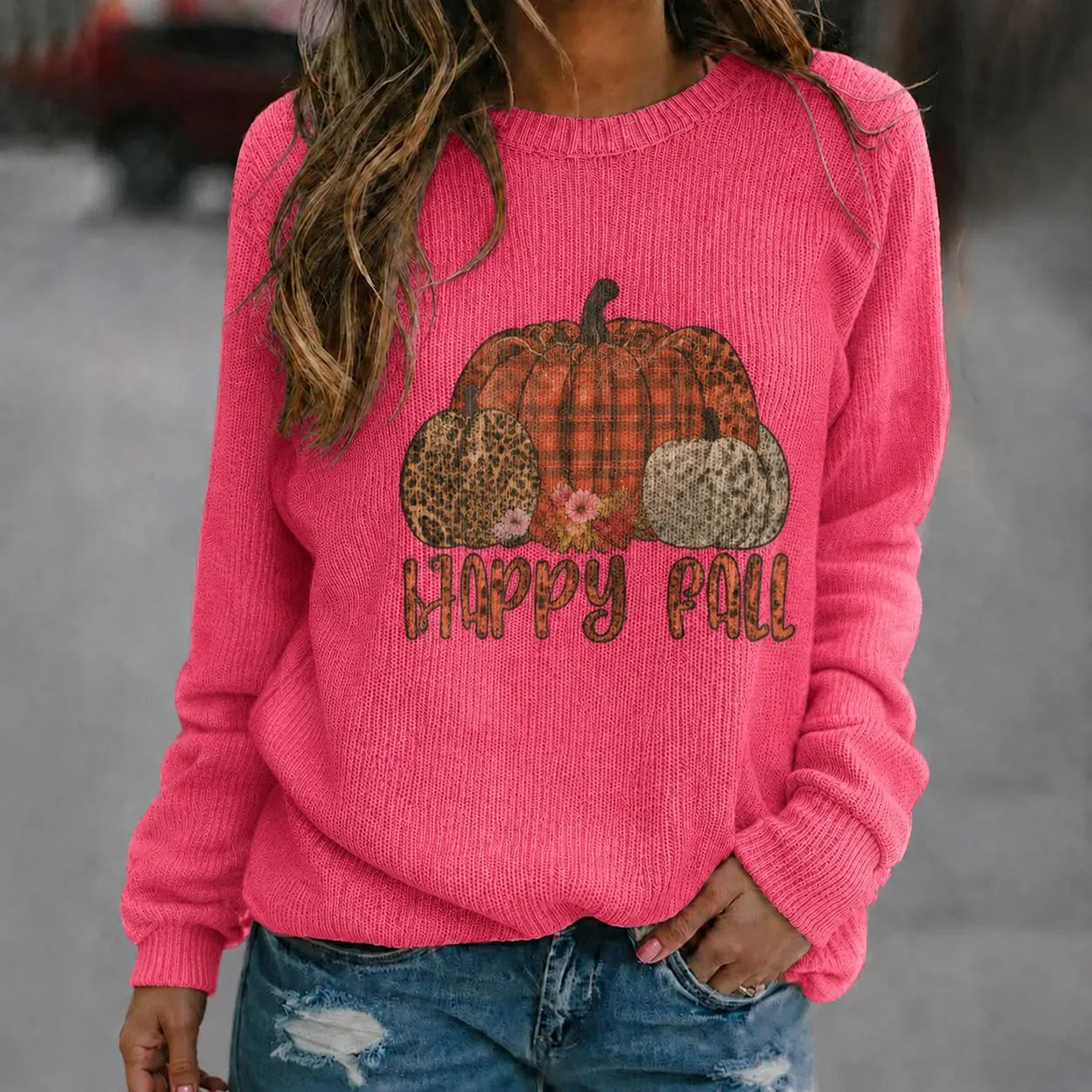 Halloween Ghost Pumpkin Crew Neck Sweater