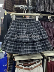 Plaid Tiered Ruffle Mini Skirt