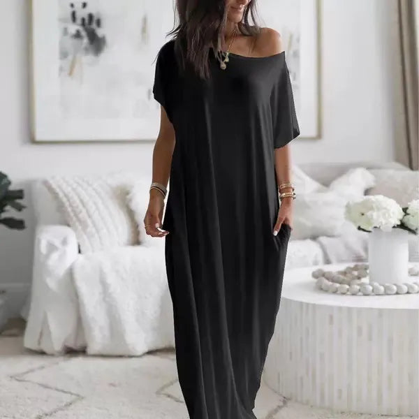Off-Shoulder Loose Maxi Dress