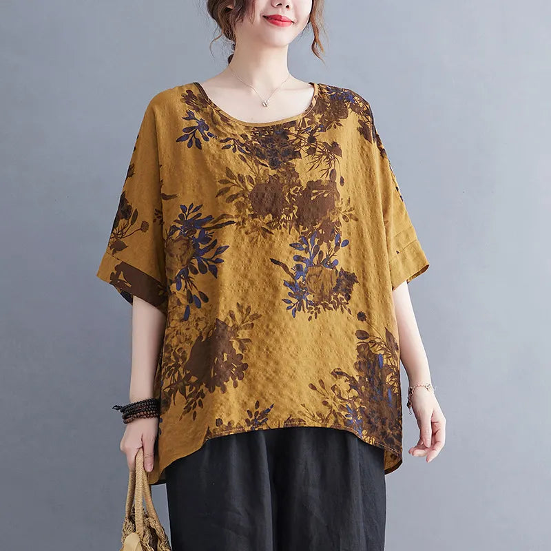 Abstract Print Loose Tunic Top