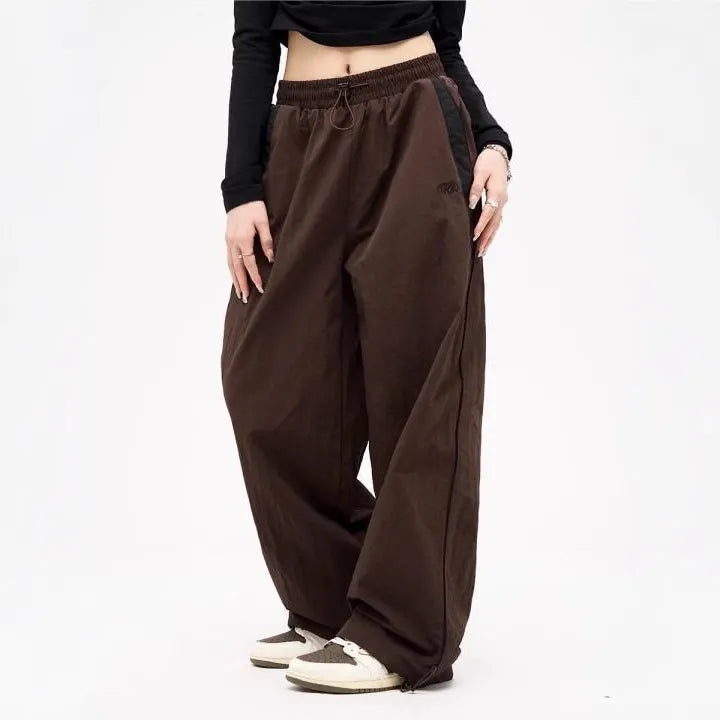 Brown Parachute Wide Leg Pants
