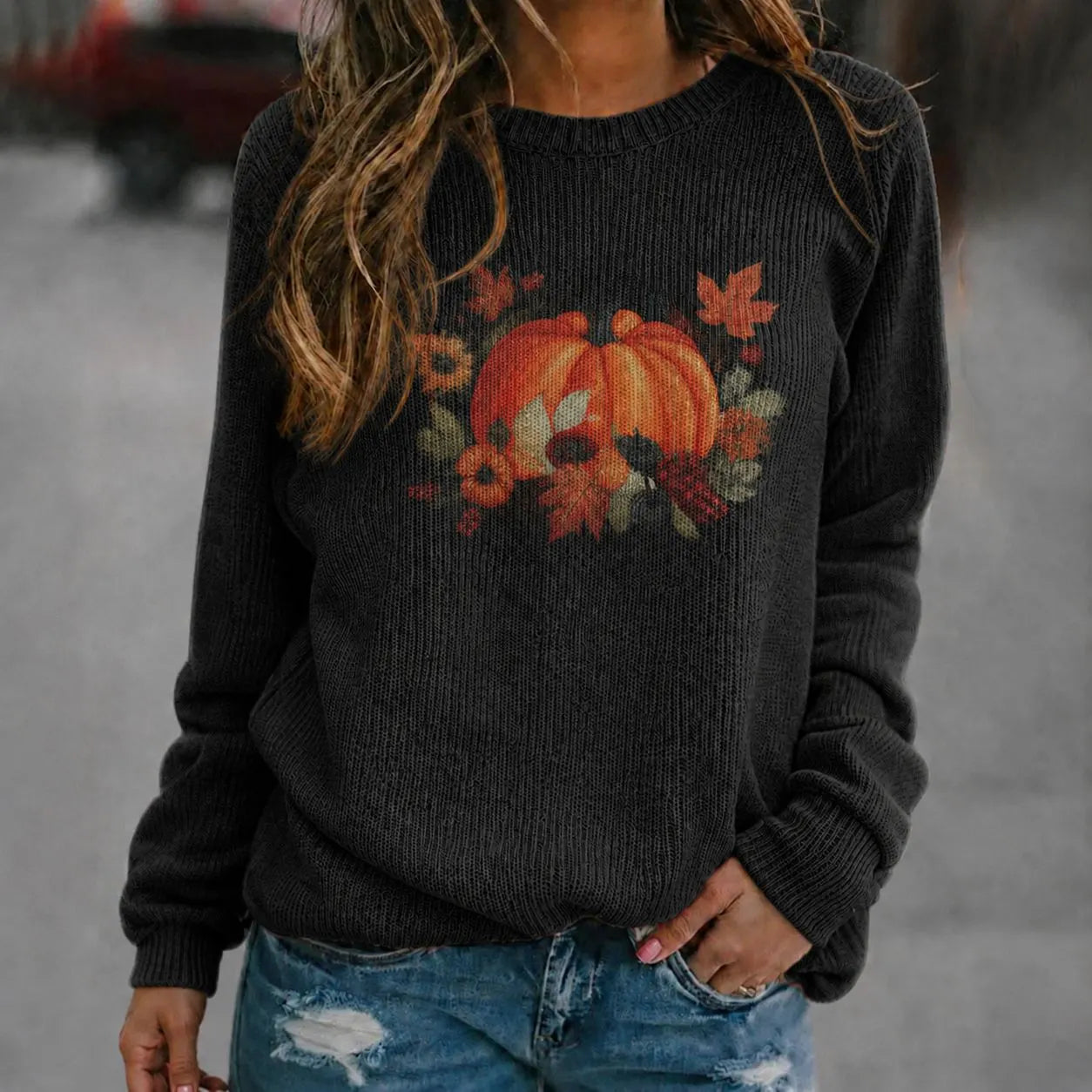 Halloween Ghost Pumpkin Crew Neck Sweater
