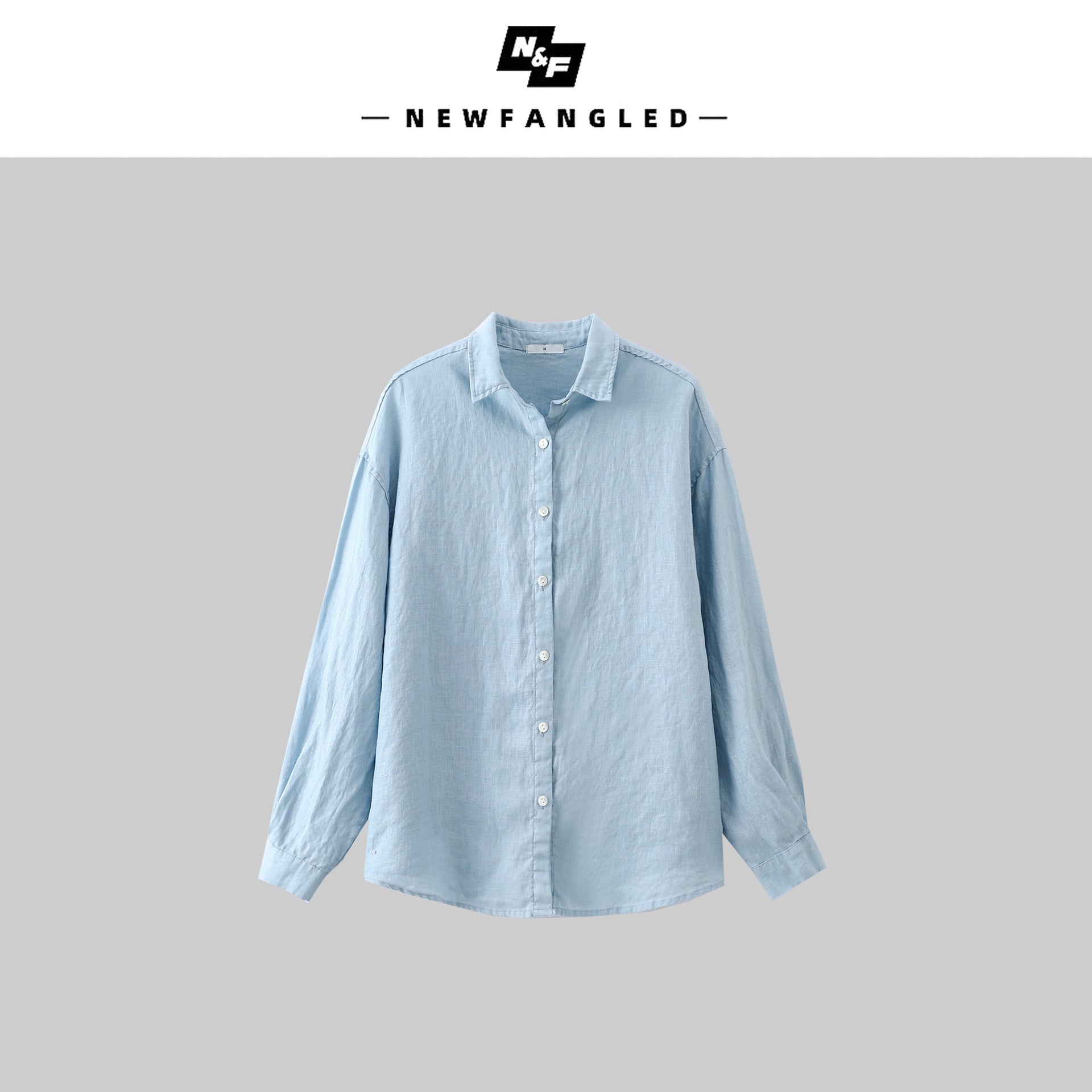 Solid Linen Basic Oversized Collar Long Sleeve Shirt