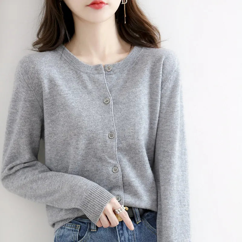 Crew Neck Button Down Sweater