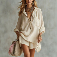Lapel Loose Long Sleeve Shirt
