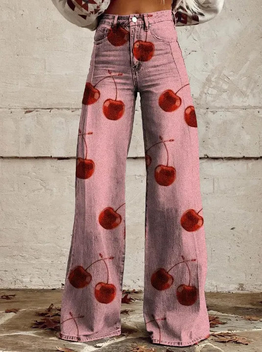 Printed Flare Work Pants