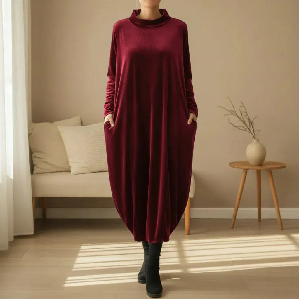 Elegant Loose-Fit Long Sleeve Maxi Dress