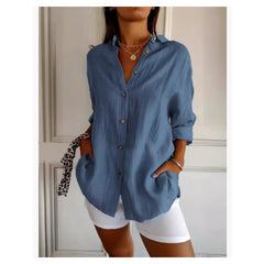 Solid Color Button Down Long Sleeve Shirt,