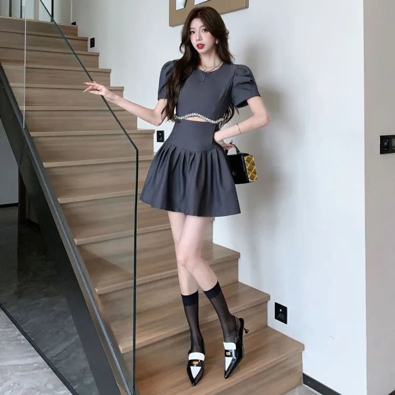 Black Cutout Rhinestone Mini Dress