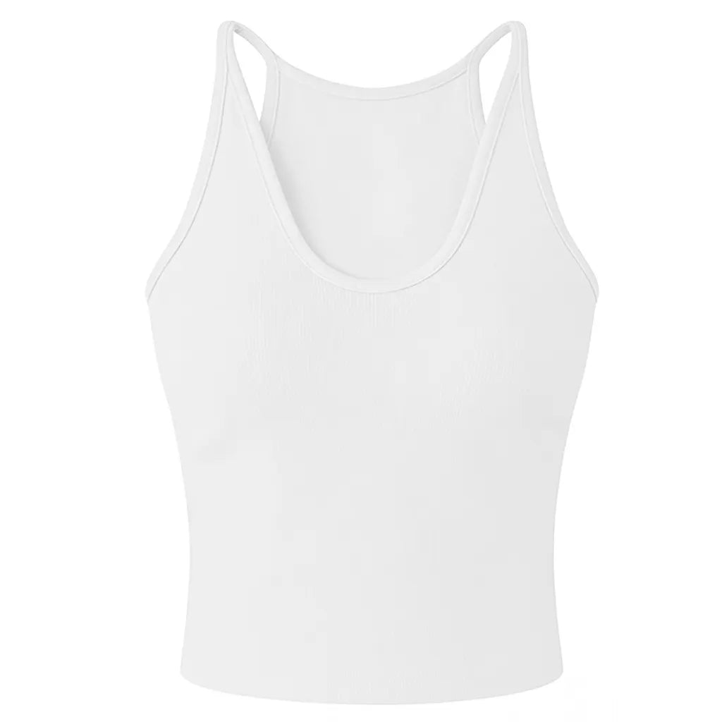 Basic U Neck Spaghetti Strap Ribbed Casual Cami Top