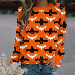 Halloween Bat Print Crew Neck Sweatshirt