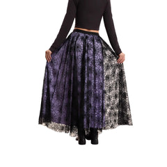 Halloween Red Base Skull Flocking Tulle Layered Midi Skirt