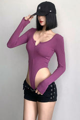 Zip Long Sleeve Bodycon Bodysuit Swimsuit