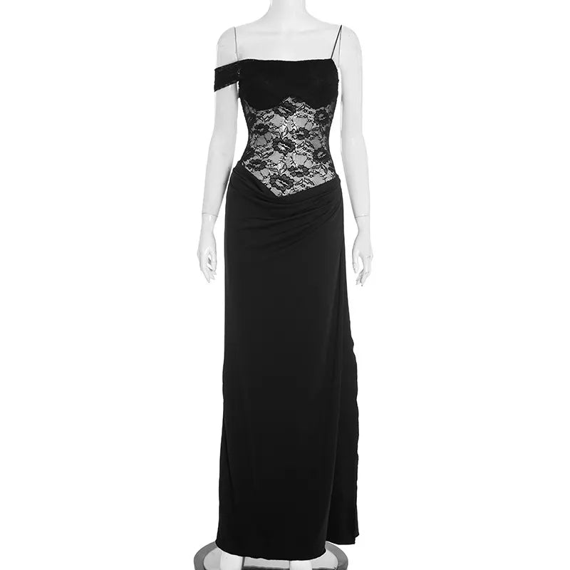 Lace Corset Off Shoulder Maxi Dress