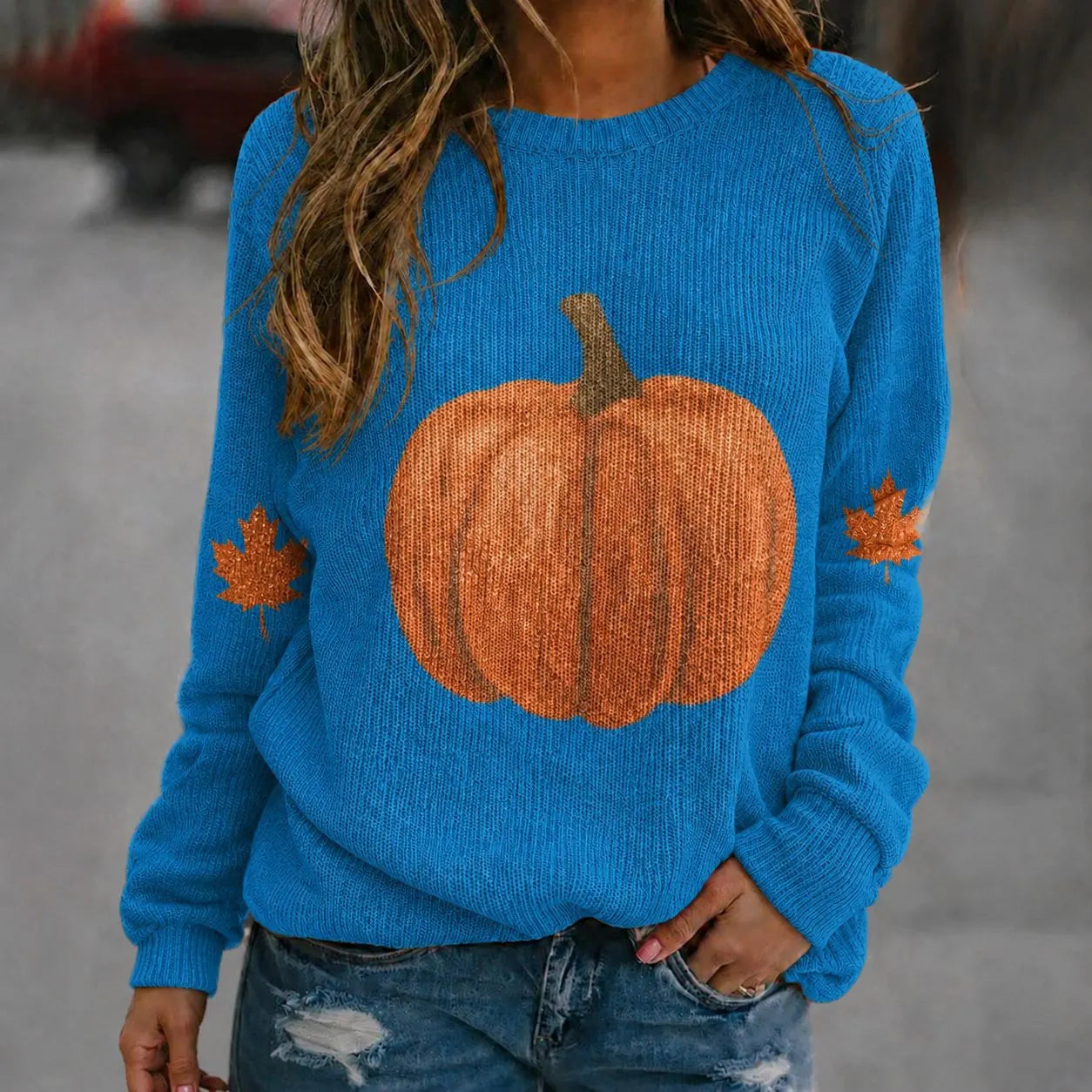 Halloween Ghost Pumpkin Crew Neck Sweater