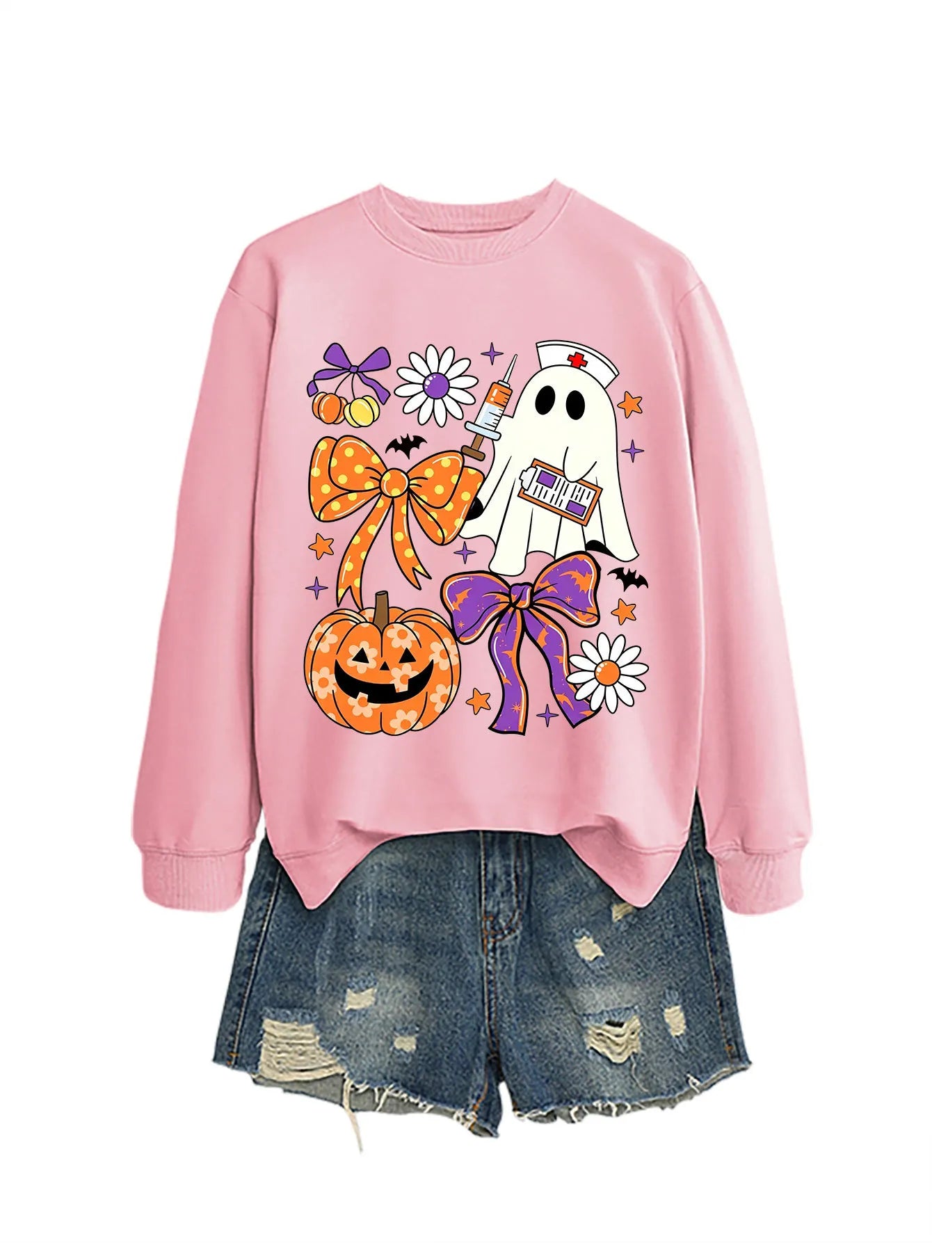 Nurse Ghost Halloween Crewneck Sweatshirt