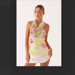 Pink Ombre Halter Neck Bodycon Mini Dress