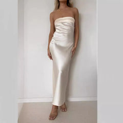 Green Floral Strapless Bodycon Maxi Dress