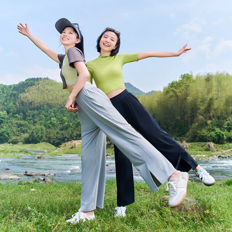 Matching Flowy Linen Pants Elastic High Waist Straight Loose Long Casual Daily Outfit Pants