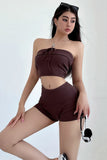 Casual Strapless Strappy Top Shorts Set Two Piece
