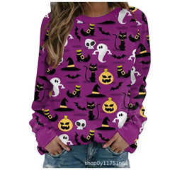 Halloween Tie‑Dye Letter Print Crew Neck Sweatshirt