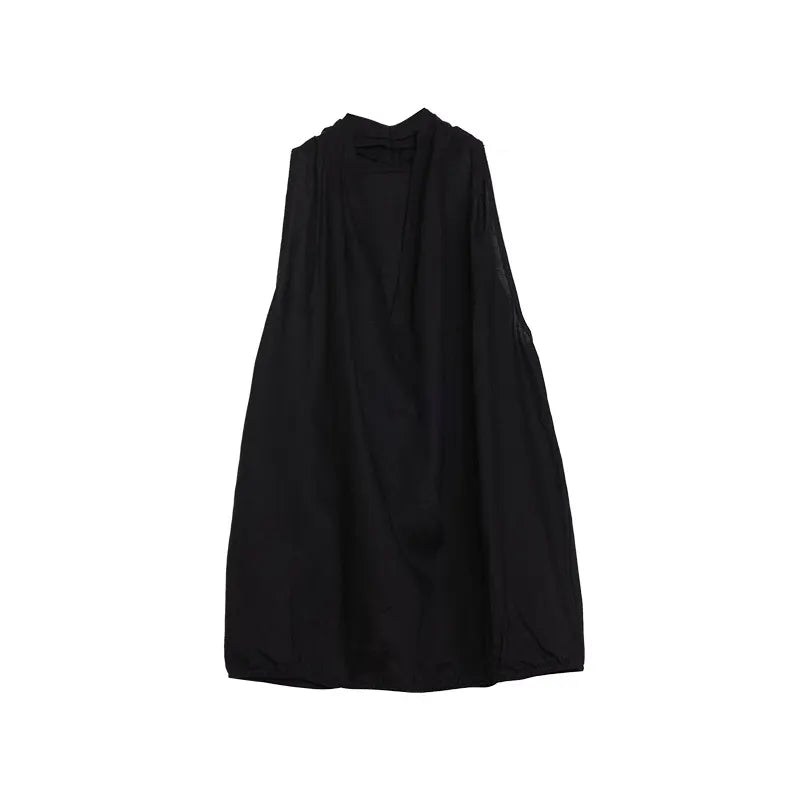 Solid Sleeveless V-Neck Loose Casual Top